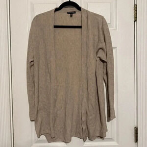 EILEEN FISHER Open Knit Cardigan Long Sleeve Sweater Beige Small Cotton Silk